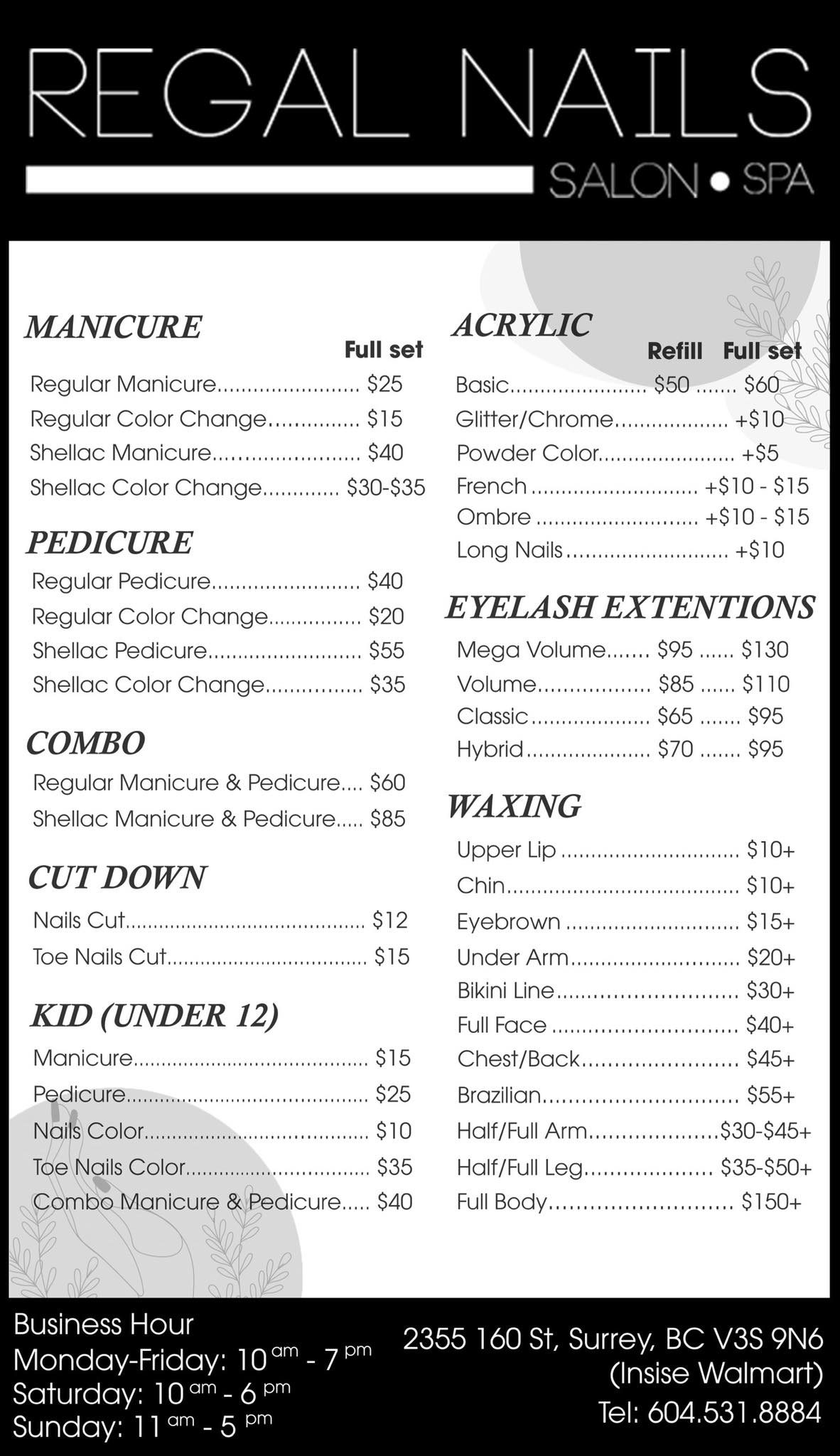 Price regal nails